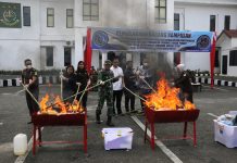 Sabu, Ganja, Ekstasi & Parang Dimusnahkan di Halaman Kejari Pematangsiantar
